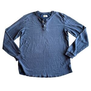 Marine Layer USA Made Classic Double Knit Thermal‎ Blue Henley Pullover Shirt L